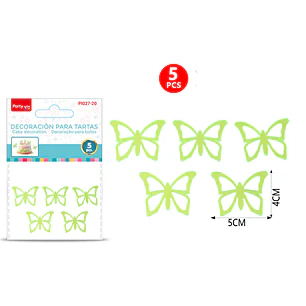 Adorno Para Torta Mariposa Verde Claro 5 Unidades