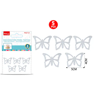 Adorno Para Torta Mariposa Plateado 5 Unidades