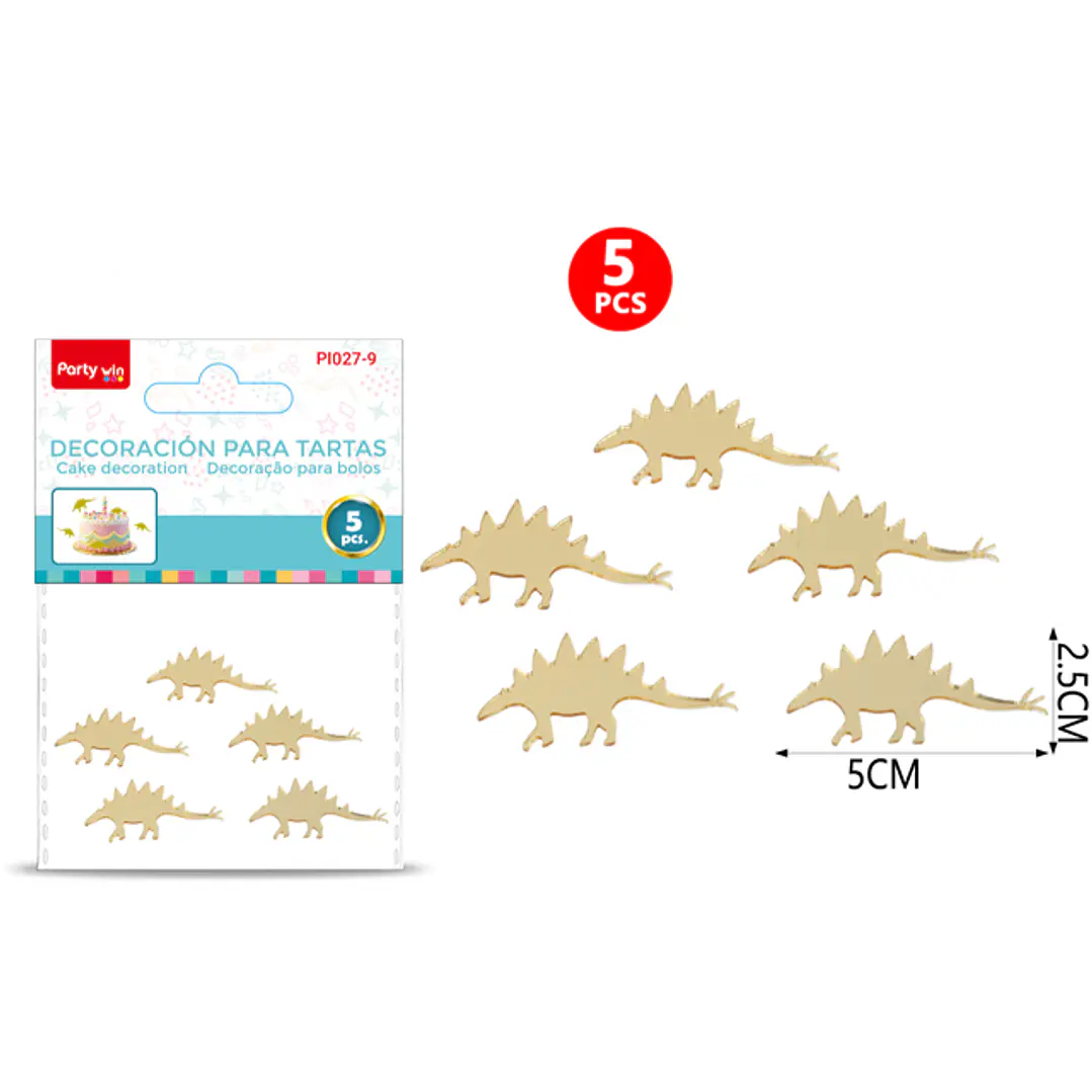 Adorno Para Torta Dinosaurio Amarillo 5 Unidades 1