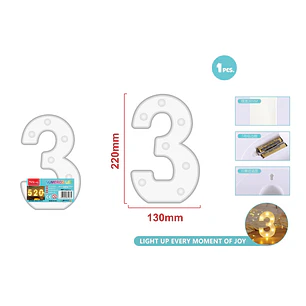Luz Led Numero 3 22Cm
