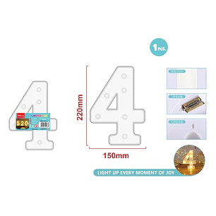 Luz Led Numero 4 22Cm