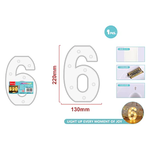 Luz Led Numero 6 22Cm