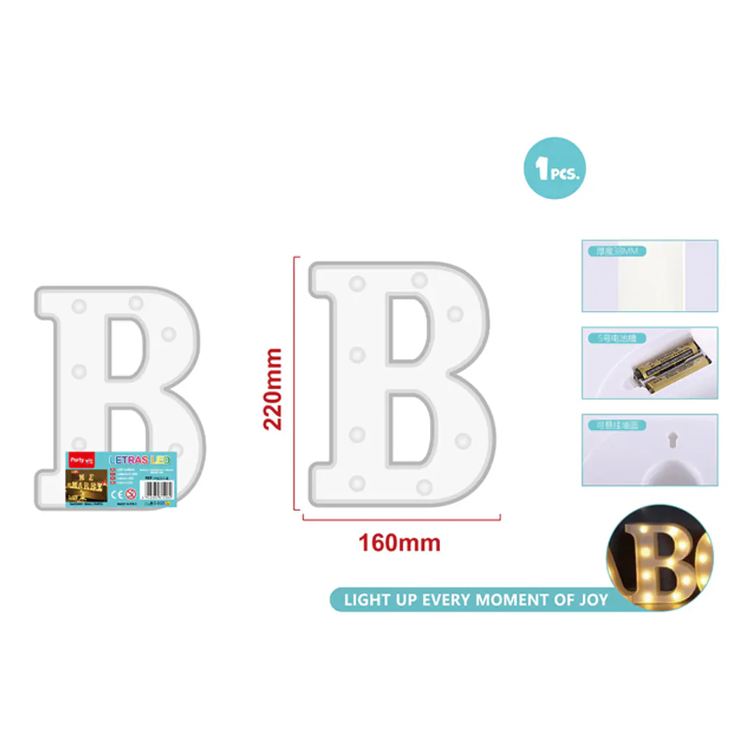 Luz Led Letra B 22Cm 1