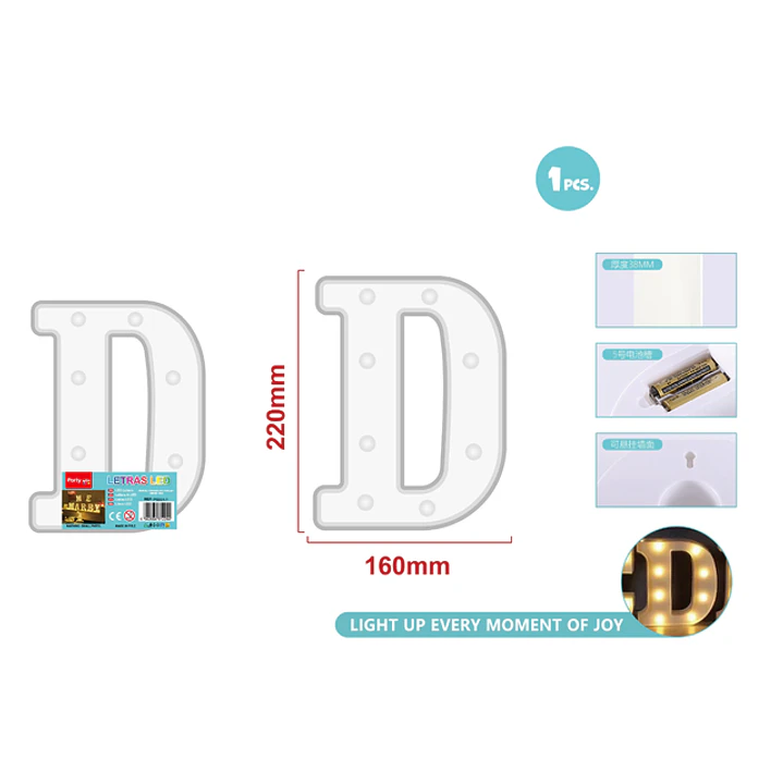 Luz Led Letra D 22Cm 1