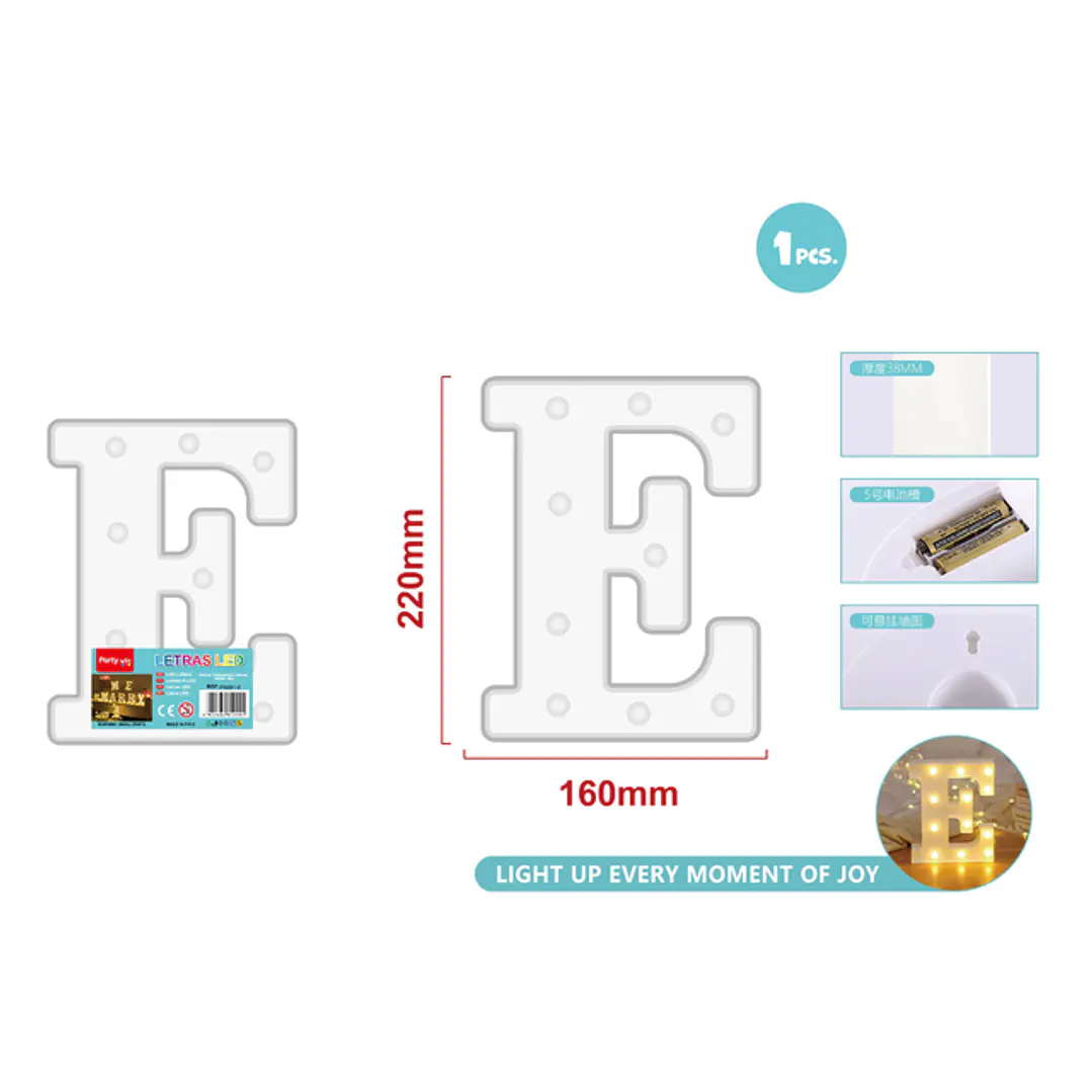 Luz Led Letra E 22Cm 1