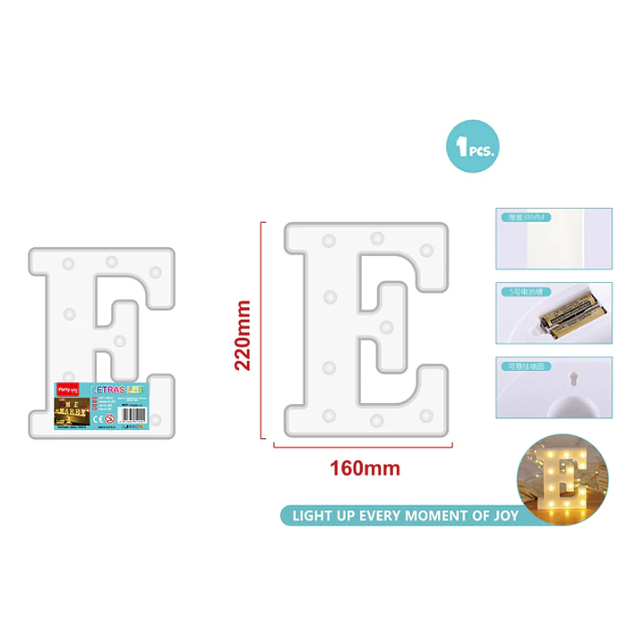 Luz Led Letra E 22Cm 1
