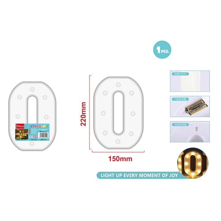 Luz Led Letra O 22Cm 1