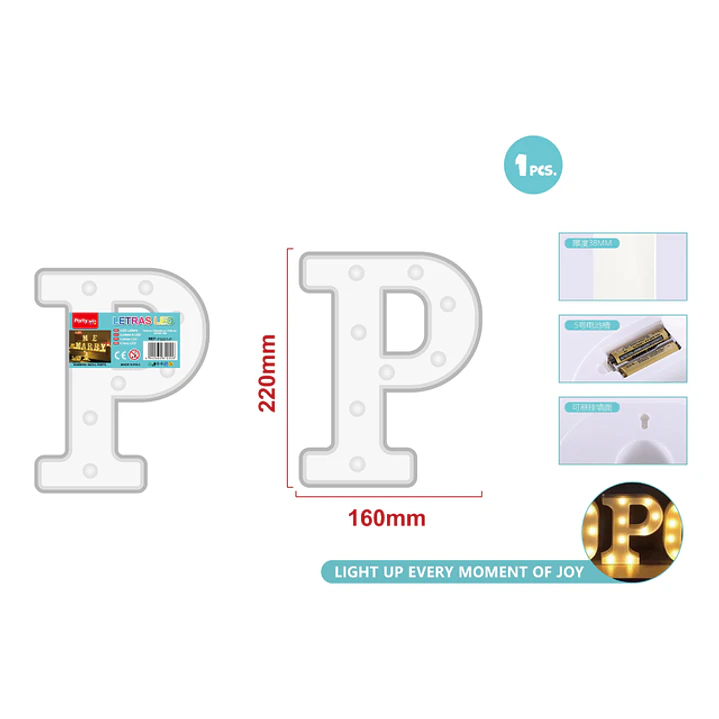 Luz Led Letra P 22Cm 1