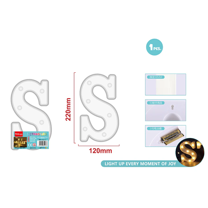 Luz Led Letra S 22Cm 1