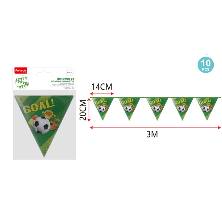 Guirnalda Bandera Futbol 3M 10 Unidades 1