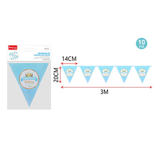 Guirnalda Bandera F.Cumple Celeste 3M 10 Unidades
