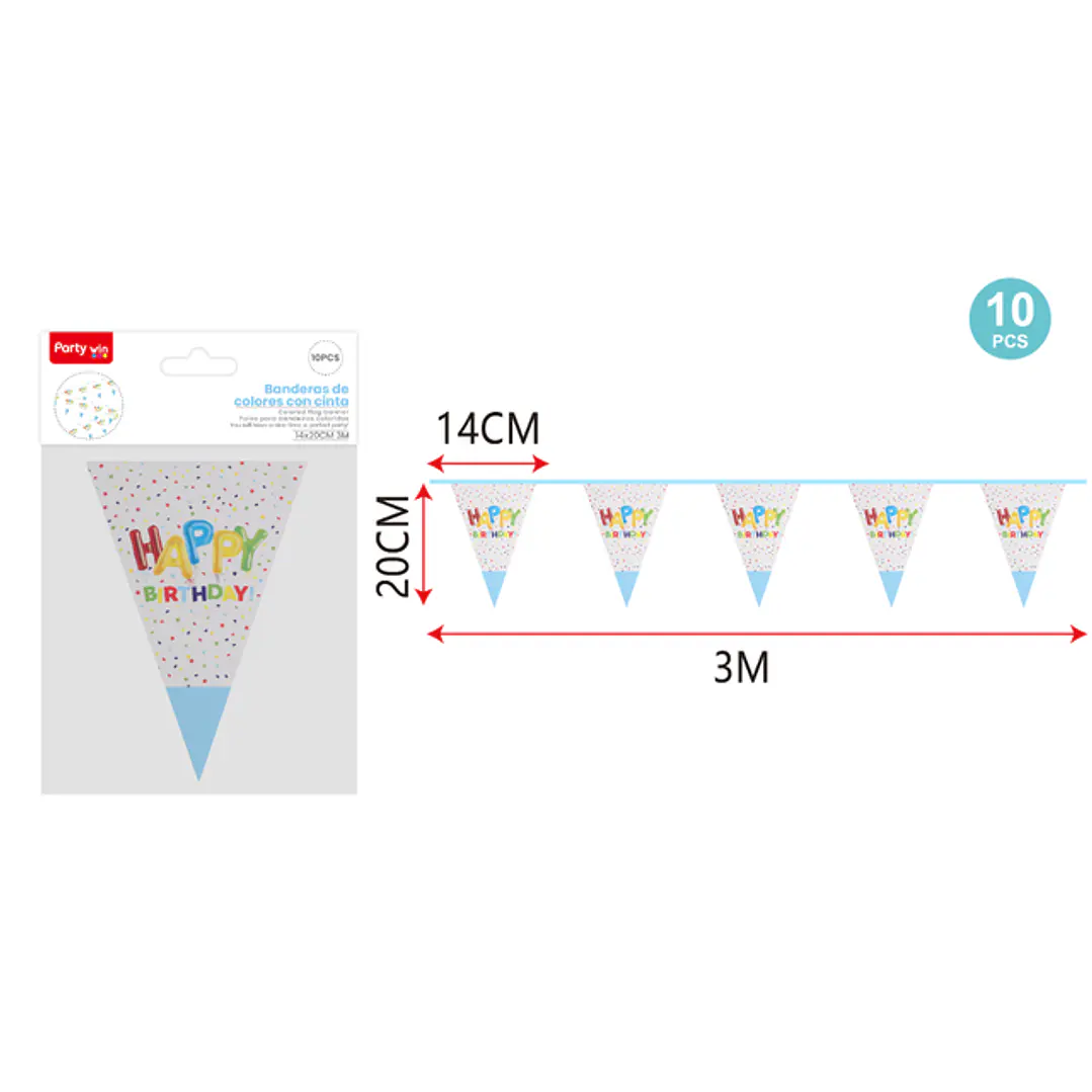 Guirnalda Bandera F.Cumple Celeste 3M 10 Unidades 1