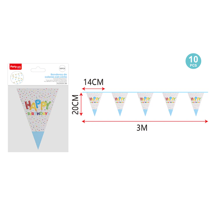 Guirnalda Bandera F.Cumple Celeste 3M 10 Unidades 1