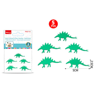 Adorno Para Torta Dinosaurio Verde 5 Unidades