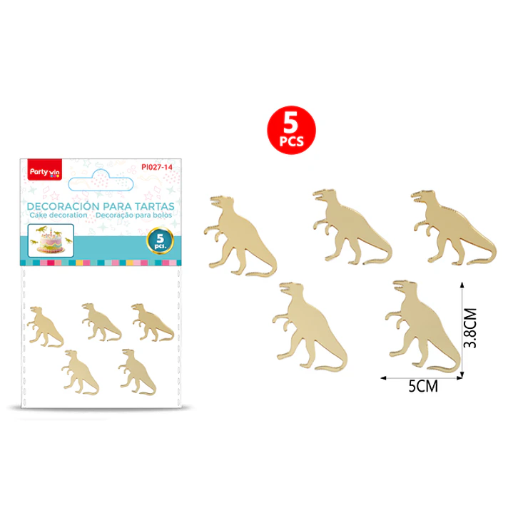 Adorno Para Torta Dinosaurio Amarillo 5 Unidades 1