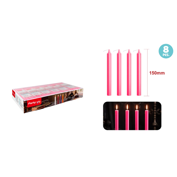 Velas Aromatica Rosado 14Cm 14G 8 Unidades 1