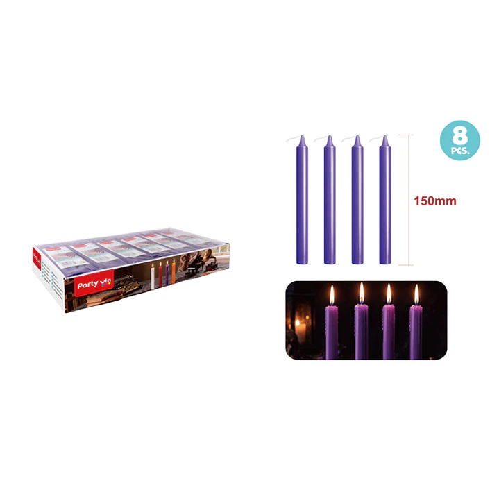 Velas Aromatica Morado 14Cm 14G 8 Unidades 1
