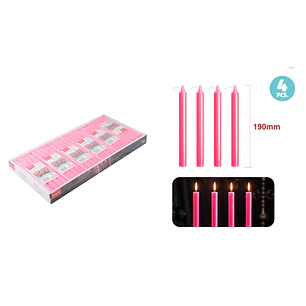 Velas Aromatica Rosado 19Cm 22G 4 Unidades