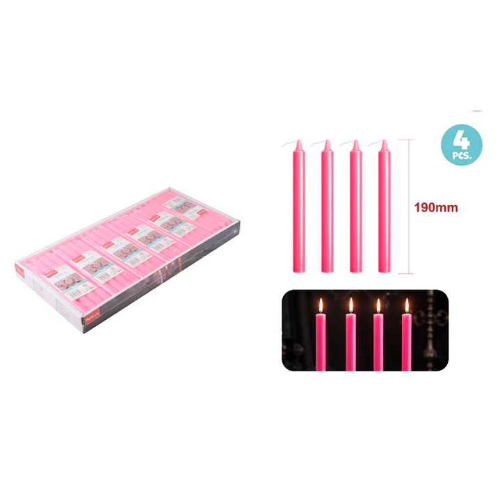 Velas Aromatica Rosado 19Cm 22G 4 Unidades 1