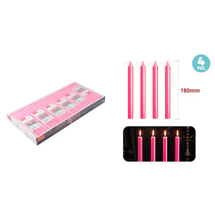 Velas Aromatica Rosado 18Cm 32G 4 Unidades