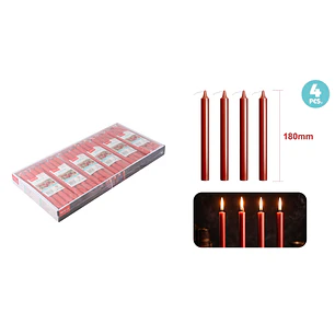 Velas Aromatica Rojo 18Cm 32G 4 Unidades