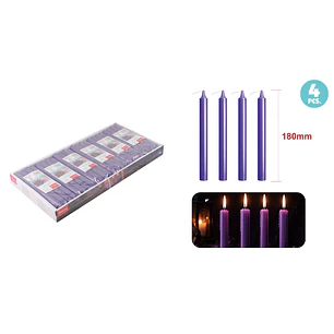Velas Aromatica Morado 18Cm 32G 4 Unidades