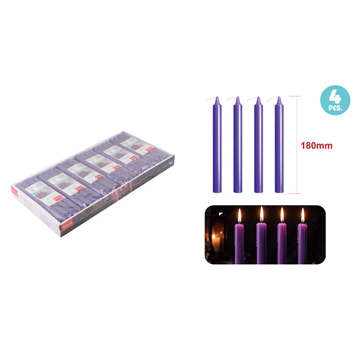 Velas Aromatica Morado 18Cm 32G 4 Unidades 1