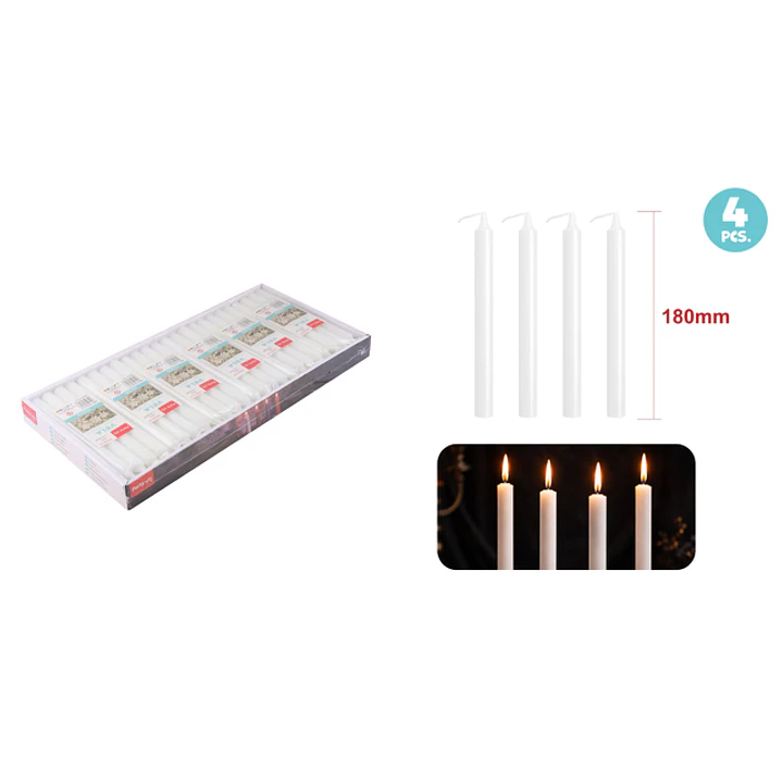 Velas Aromatica Blanco 18Cm 32G 4 Unidades 1