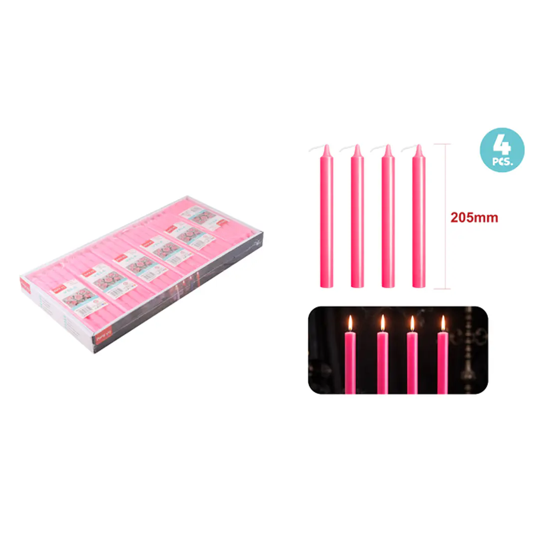 Velas Aromatica Rosado 19Cm 40G 4 Unidades 1
