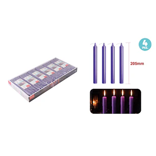 Velas Aromatica Morado 19Cm 40G 4 Unidades