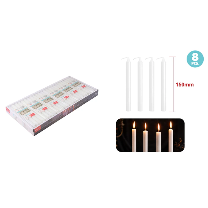 Velas Aromatica Blanco 15Cm 14G 8 Unidades 1