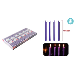 Velas Aromatica Morado 15Cm 14G 8 Unidades
