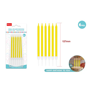Velas Para Torta Amarillo 127Mm 6 Unidades