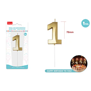 Vela De Numero Dorado 1 7Cm