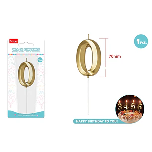 Vela De Numero Dorado 0 7Cm