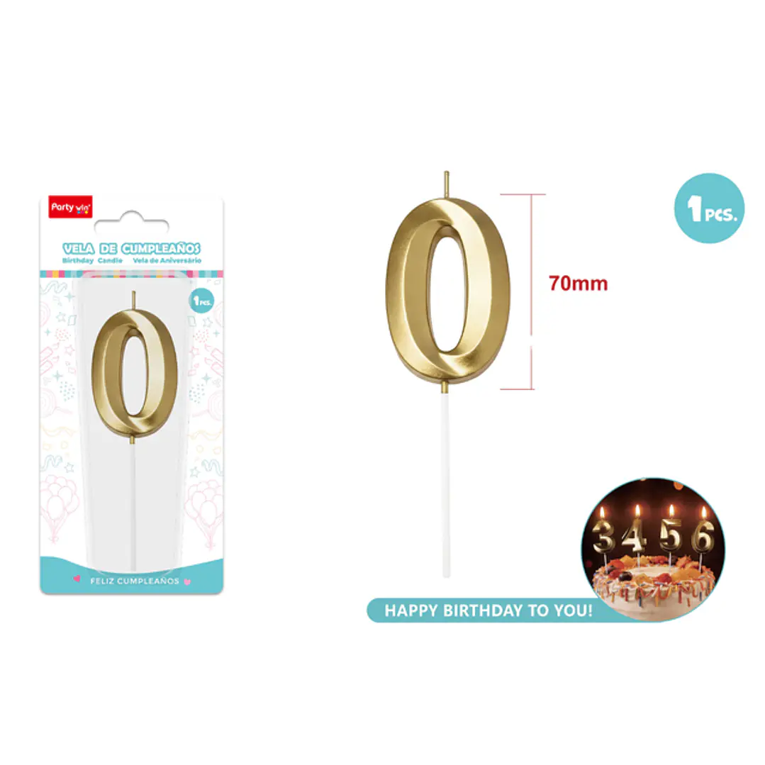 Vela De Numero Dorado 0 7Cm 1