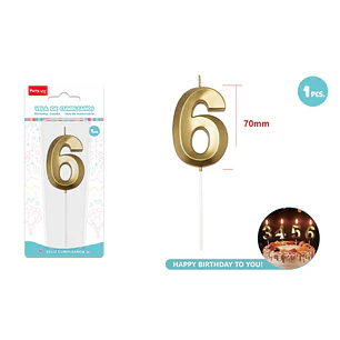 Vela De Numero Dorado 6 7Cm