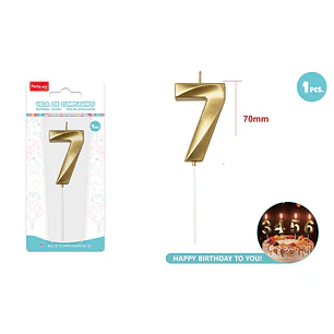 Vela De Numero Dorado 7 7Cm