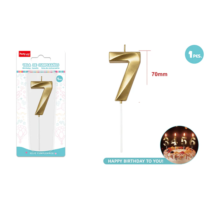 Vela De Numero Dorado 7 7Cm 1