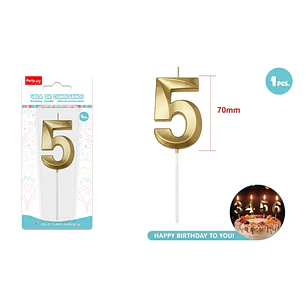 Vela De Numero Dorado 5 7Cm