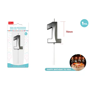 Vela De Numero Plateado 1 7Cm