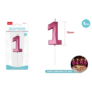 Vela De Numero Rojo 1 7Cm