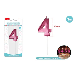 Vela De Numero Rojo 4 7Cm