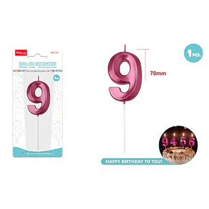 Vela De Numero Rojo 9 7Cm