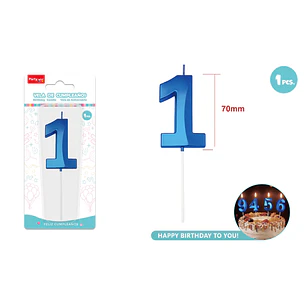 Vela De Numero Azul 1 7Cm
