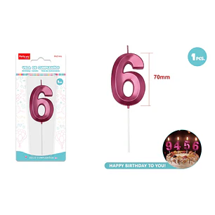 Vela De Numero Rojo 6 7Cm