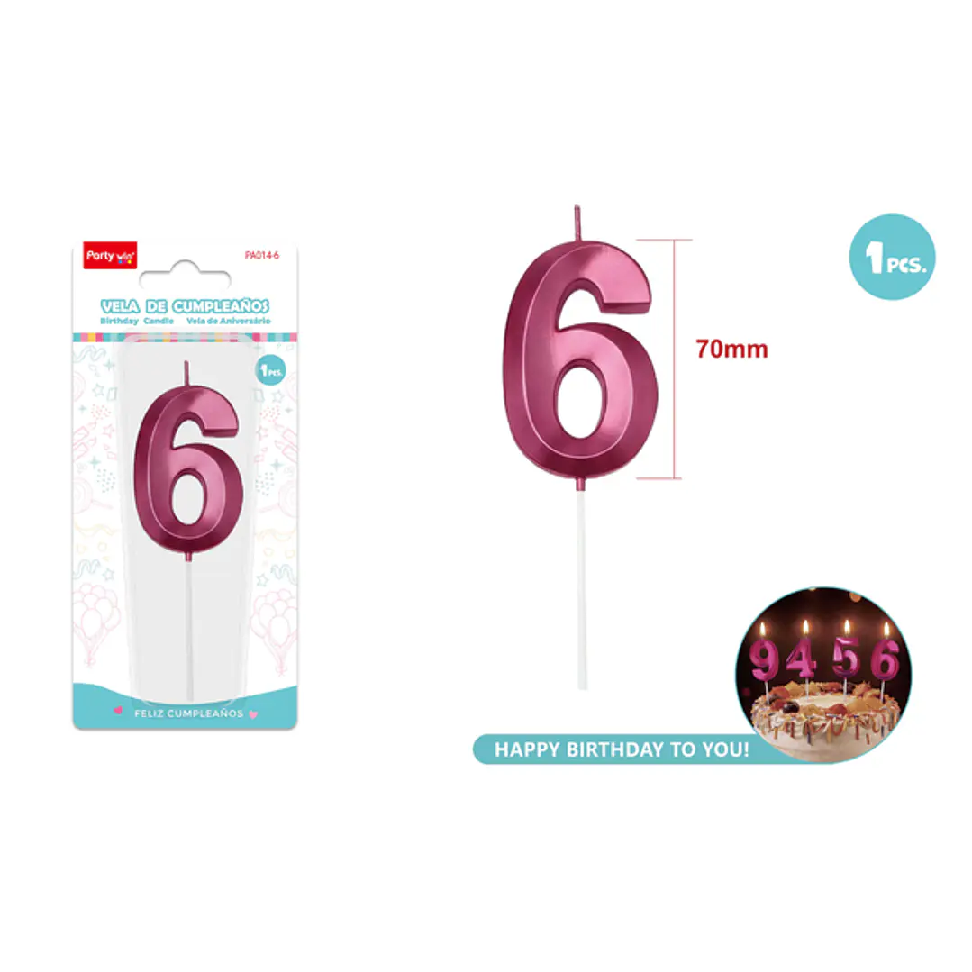 Vela De Numero Rojo 6 7Cm 1