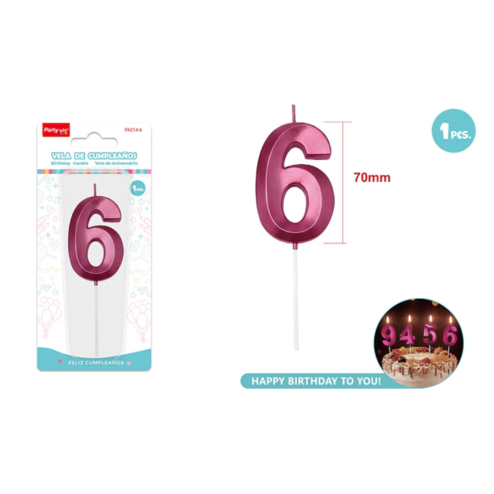 Vela De Numero Rojo 6 7Cm 1