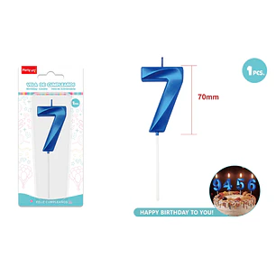Vela De Numero Azul 7 7Cm