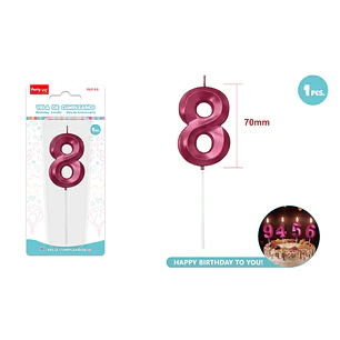 Vela De Numero Rojo 8 7Cm